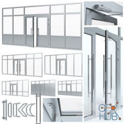 3D model Aluminum door with partition