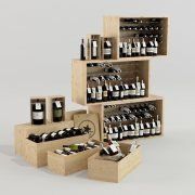 3D model Wooden drawers with wine