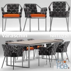 3D model Table Natuzzi and chairs Varaschin Obi