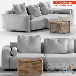 3D model Flexform Lario 88 sofa and Flexform Tindari table