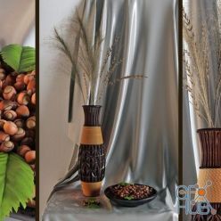 3D model Decor with nuts and bamboo vase