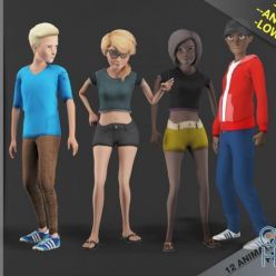 3D model CGTrader – Cartoon Characters Pack3 Low-poly 3D model