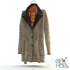 3D model Coat on hanger and scarf