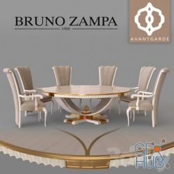 3D model Metropolis dining table and Greta armchair