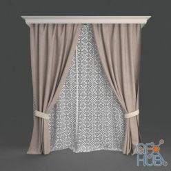 3D model Provence style curtain set