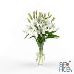 3D model White lilys bouquet