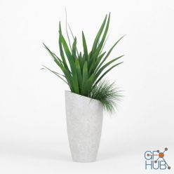 3D model Slant Light Grey Tall Planter grass