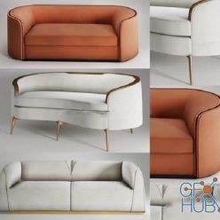 3D model Modern Leather Two-seat Sofa (max)