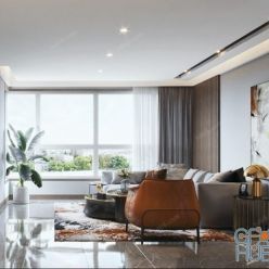 3D model Modern Style Living Room 2020 A076 (Corona)