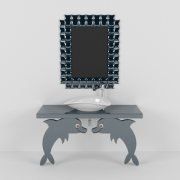 3D model Mirror and sink with dolphins