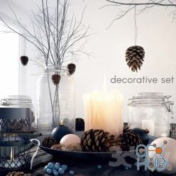 3D model Decorative set with jars and candles