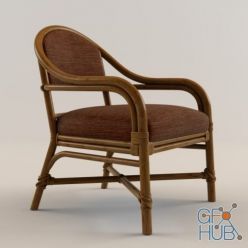 3D model Armchair with bamboo base