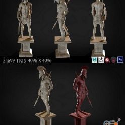 3D model Spartan statue PBR