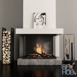 3D model Modern fireplace and accessories