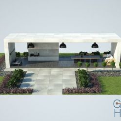 3D model Modern Garden Exterior Scene 01