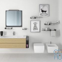 3D model Modern bathroom set with posters