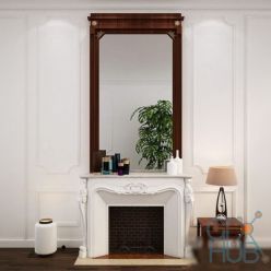 3D model White classic fireplace