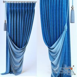 3D model Curtains. French braid