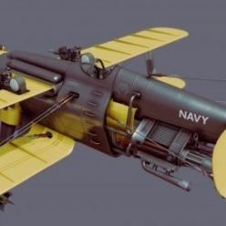 3D model Dieselpunk Bi Plane PBR