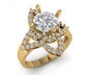 3D model Flower gold ring with diamonds