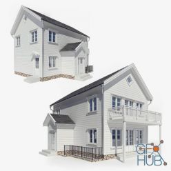 3D model White house with a balcony