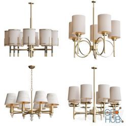 3D model Wide Antique Brass Chandelier