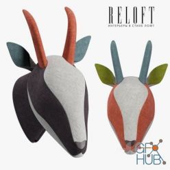 3D model Decorative gazelle head in bright fabric SOFTHEADS