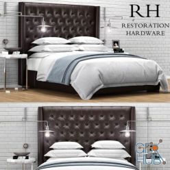 3D model Adler Leather Tufted bed by Restoration Hardware