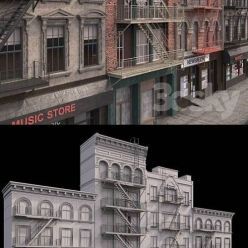 3D model New York Brooklyn buildings fasads