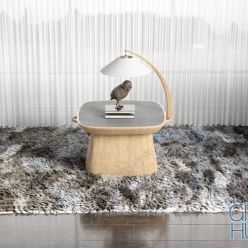 3D model Designer table with lamp and rug