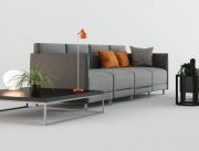 3D model Sofa with pouf and tables