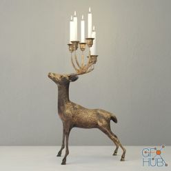 3D model Oversize Brass Deer Candle Holder (max, fbx)