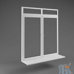 3D model White metal-plastic window with window sill