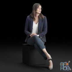3D model Young business girl sitting (3d-scan)
