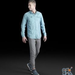 3D model Man in blue denim shirt 3d-scan