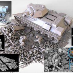 3D model T-34 Diorama
