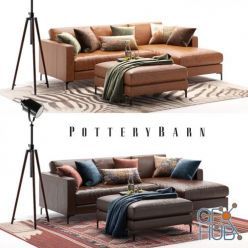 3D model Jake leather sofa by Pottery Barn