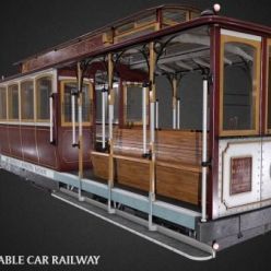 3D model San Francisco Classic Cable Car Railway PBR