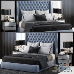 3D model Sandringham Velvet Upholstered Winged Bed