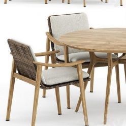 3D model Fynn Outdoor chair by Minotti and Ren Dining table C1100