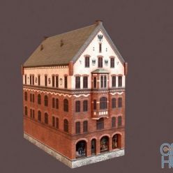 3D model Bryggen buildings PBR