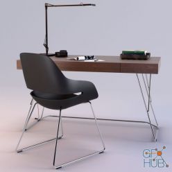 3D model Maestrale Desk & Eva Chair by Zanotta