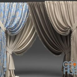 3D model Two options of classic curtains