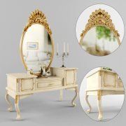 3D model Mirror and white console