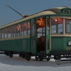 3D model Melbourne X1 class tram 466 (max 2013 Vray)