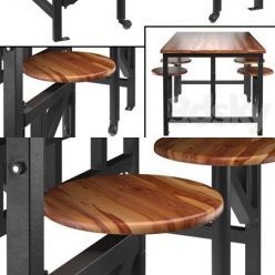 3D model Space table with bar stools