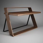 3D model Table made of wood and metal