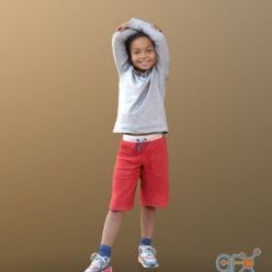 3D model Casual child boy standing and Smiling