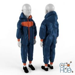 3D model Children's overalls on a mannequin