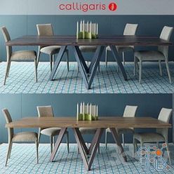 3D model Calligaris table CARTESIO Table AN IS Chair